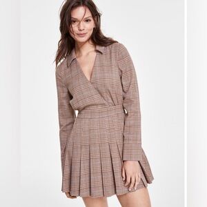 Avec Les Filles
Women's Plaid Pleated-Skirt Mini Dress XL